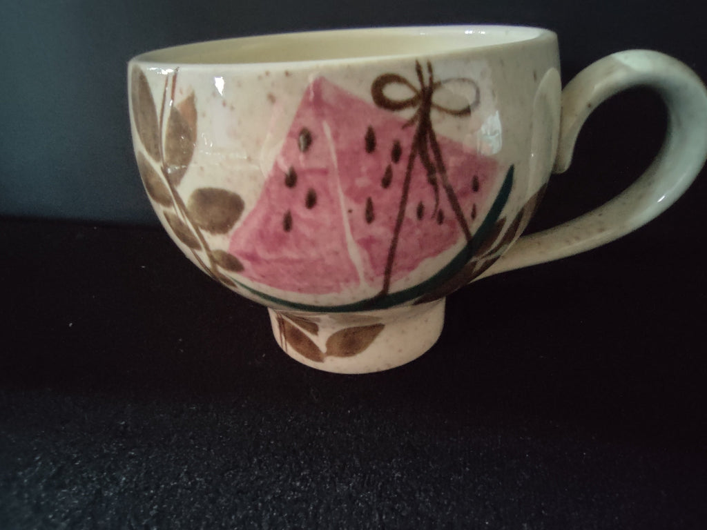 Vintage Red Wing Tampico Cup and Saucer Set - close-up of chip at handle attachment point