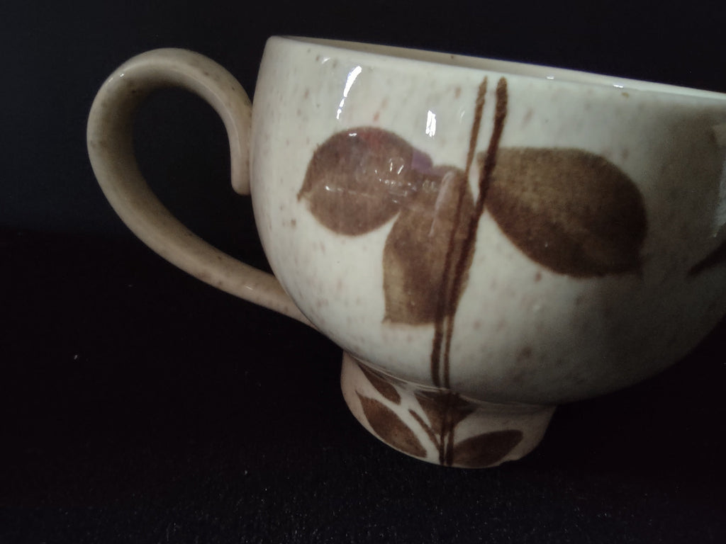 Vintage Red Wing Tampico Cup and Saucer Set - additional side view of cup showing leaf motif