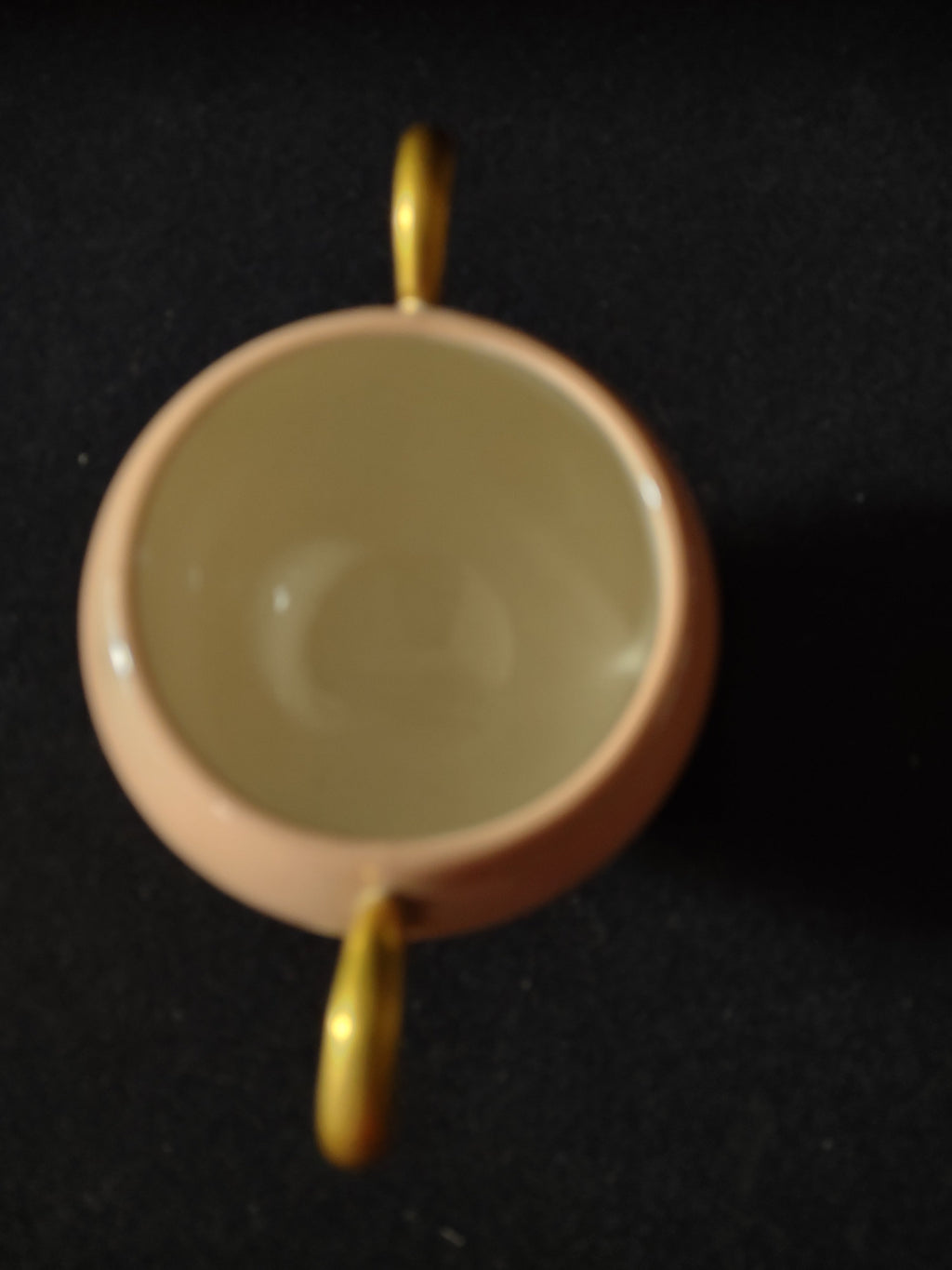 Vintage Flintridge China Pink and Gold Bouillon Cup - additional view showing profile and foot