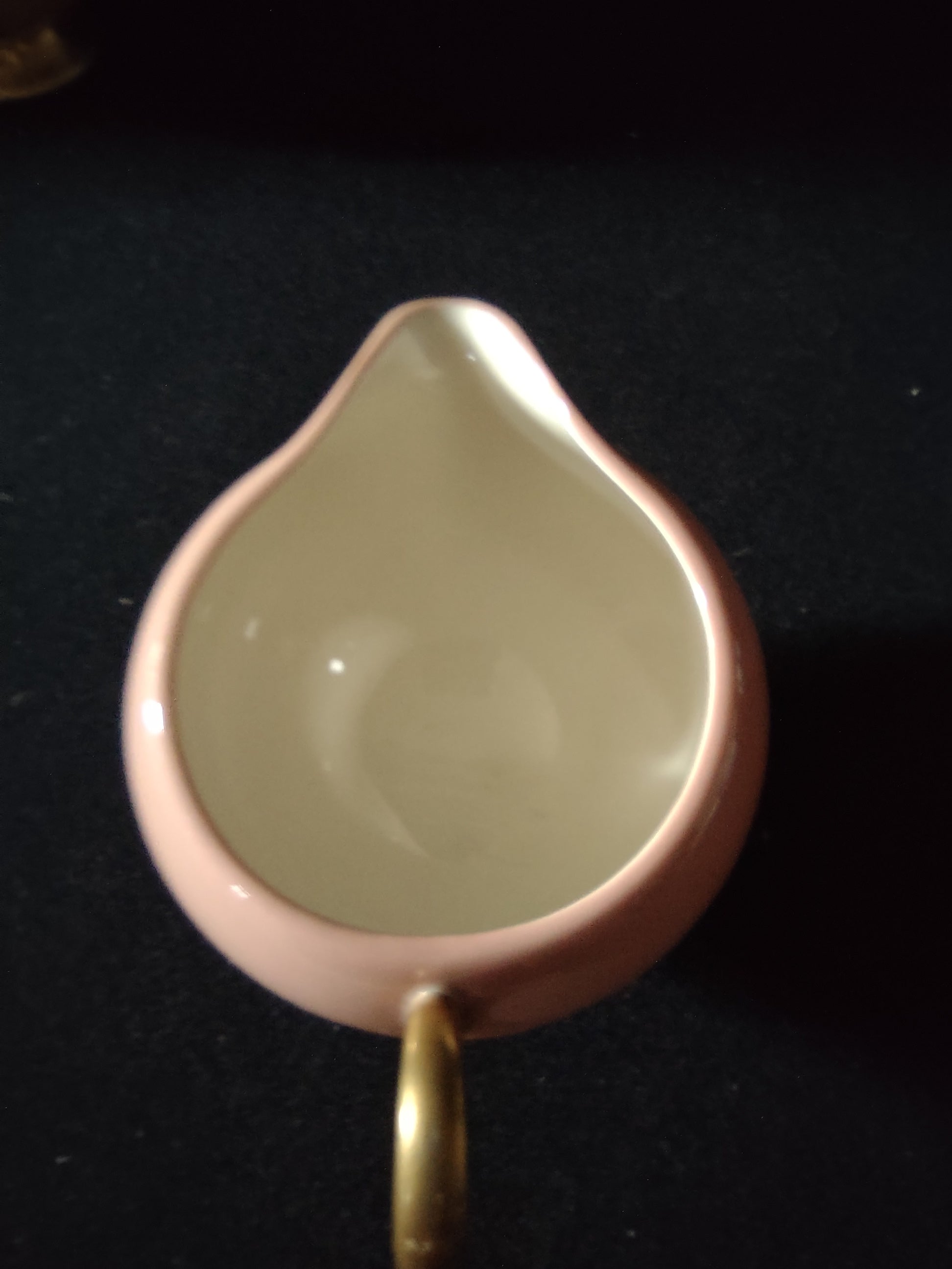 Vintage Flintridge China Pink and Gold Bouillon Cup - additional side view showing form and glaze