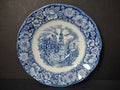 Vintage Liberty Blue Old North Church saucer - front view with ruler showing 6" diameter