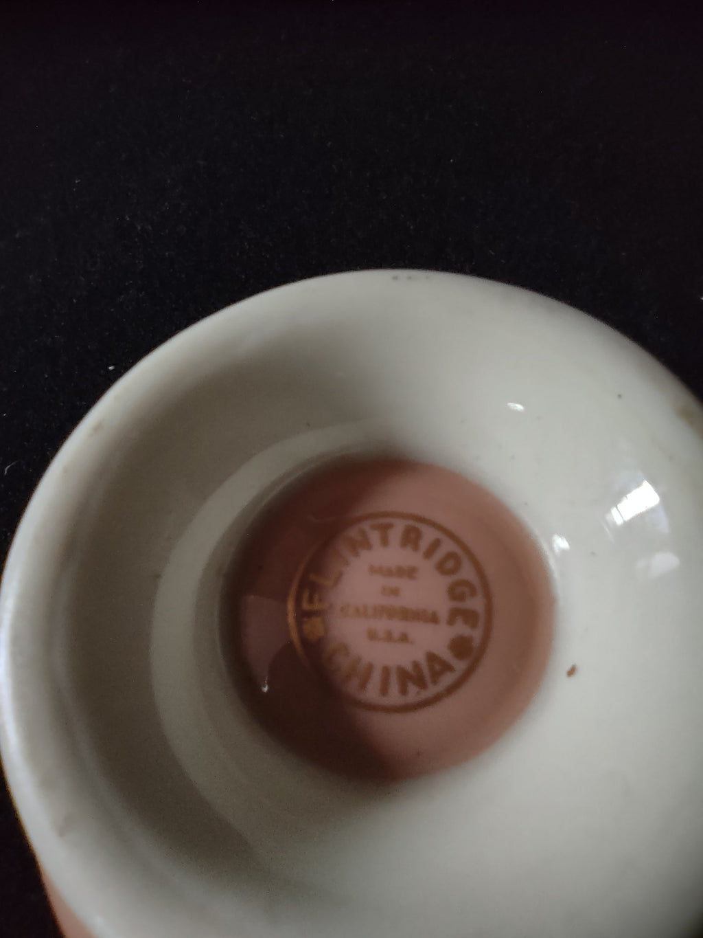 Vintage Flintridge China Pink and Gold Bouillon Cup - additional detail view