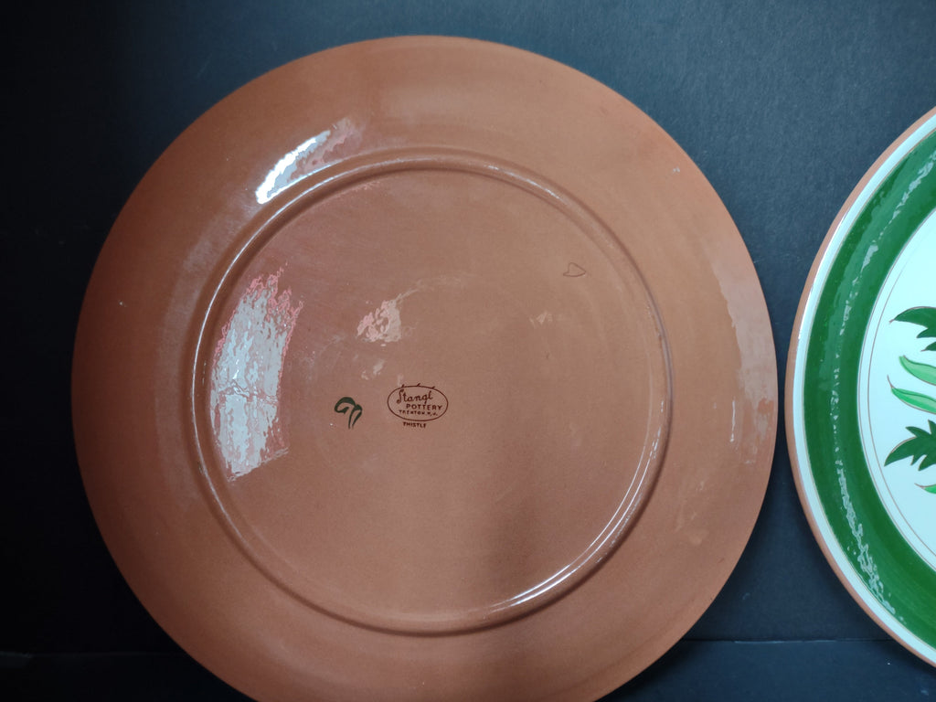 Vintage Stangl Pottery Thistle plate - terracotta back showing Stangl Pottery Trenton NJ Thistle backstamp