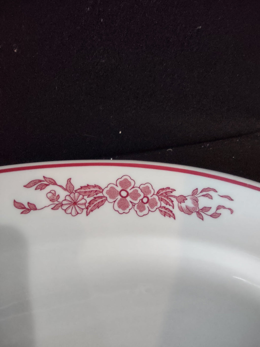 Vintage Jackson China Pink Hummingbird Floral Oval Platter - back view showing oval form and foot ring