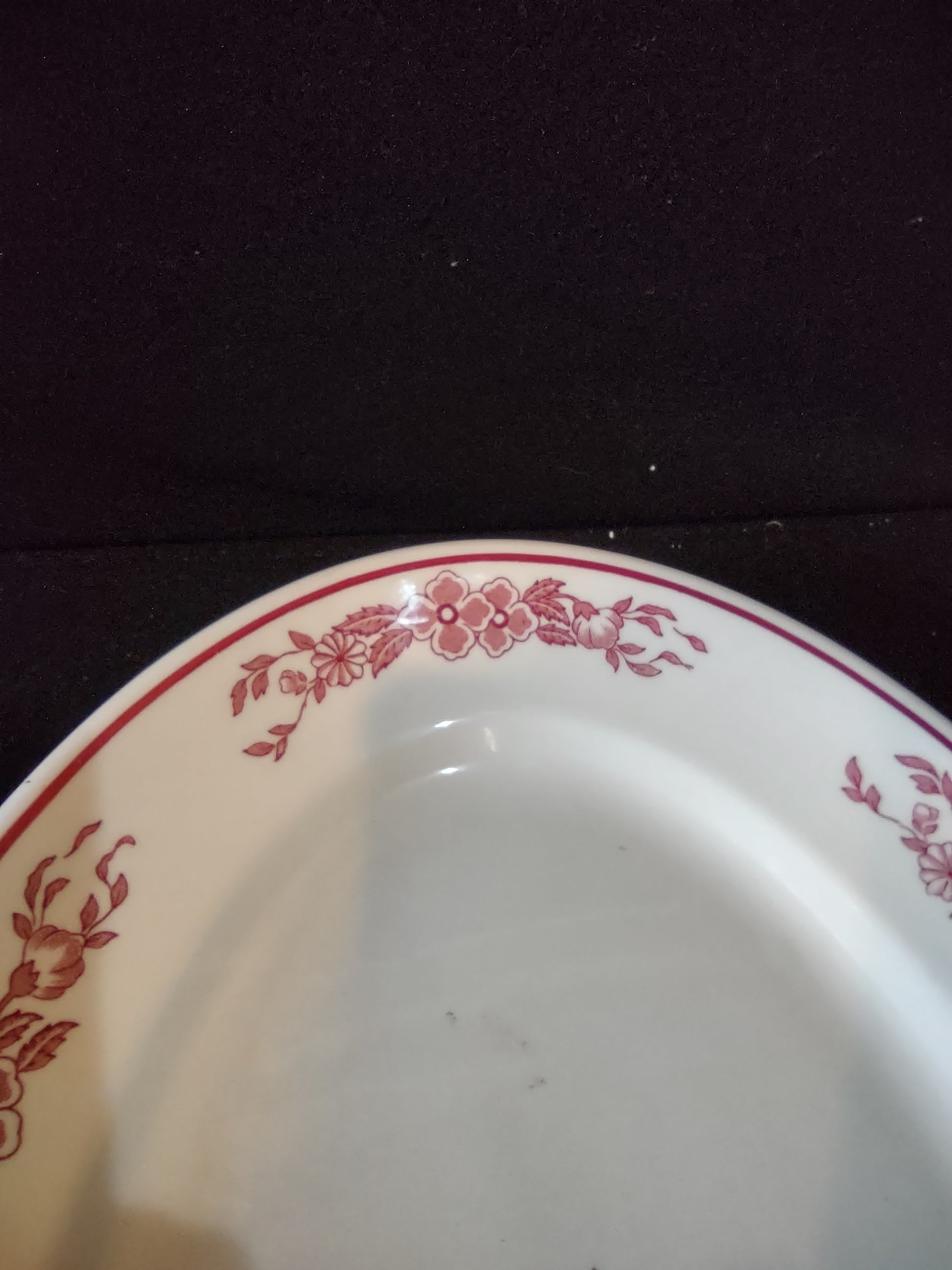 Vintage Jackson China Pink Hummingbird Floral Oval Platter - close-up of backstamp reading Cook's Hotel & Restaurant Supply Co. Inc. New York, Jackson China
