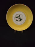 Vintage Stangl Pottery Blueberry Yellow Saucer - front view showing yellow glaze and white well with leaf motif