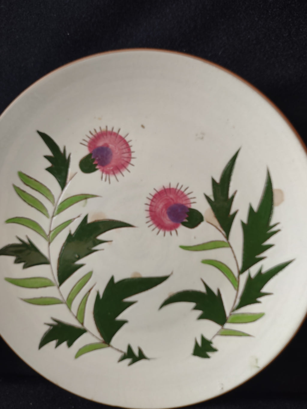 Vintage Stangl Pottery Thistle Pink Purple Floral Plate x 2 IMPERFECT [6901]