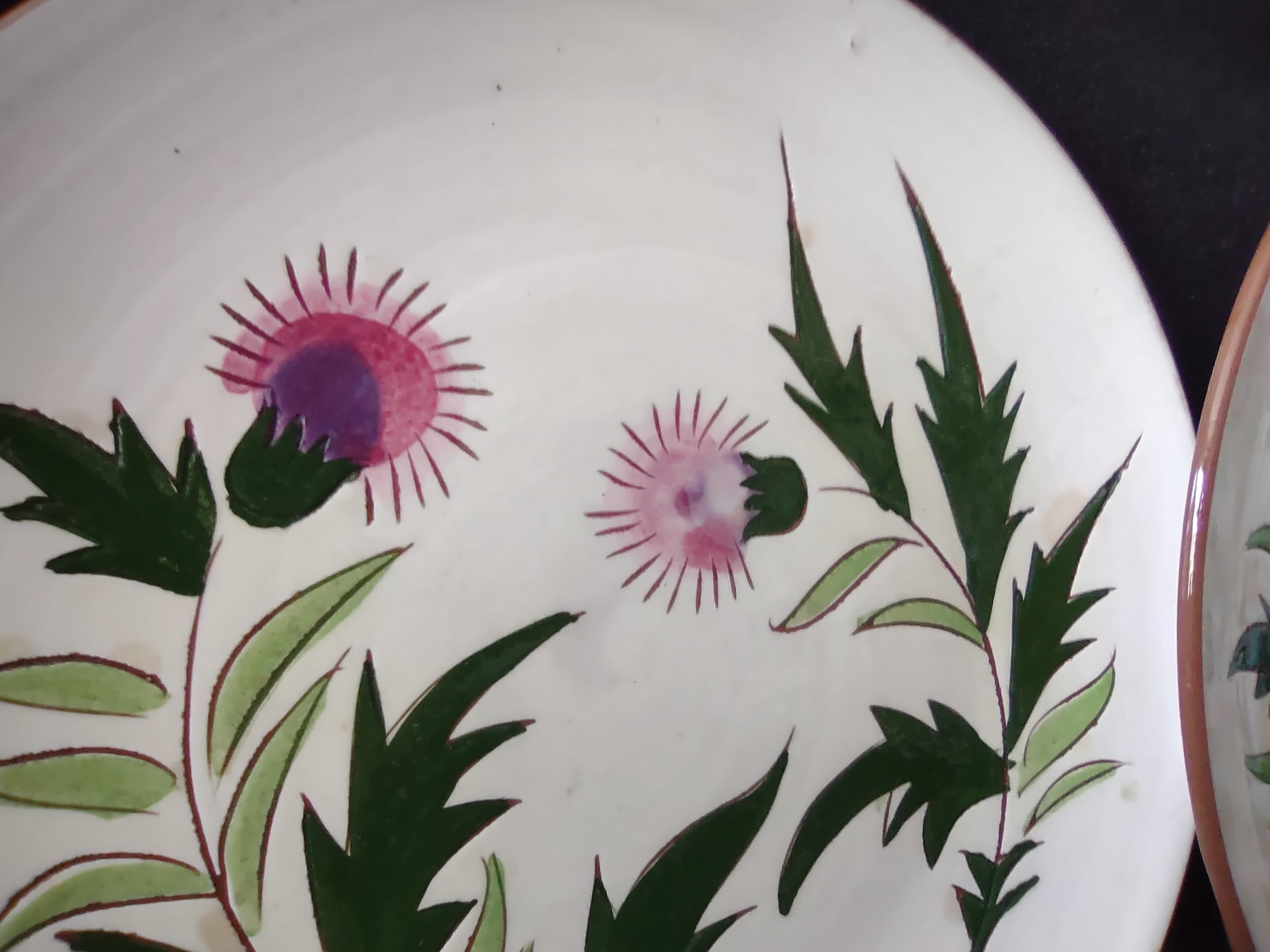 Vintage Stangl Pottery Thistle Pink Purple Floral Plate x 2 IMPERFECT [6901]