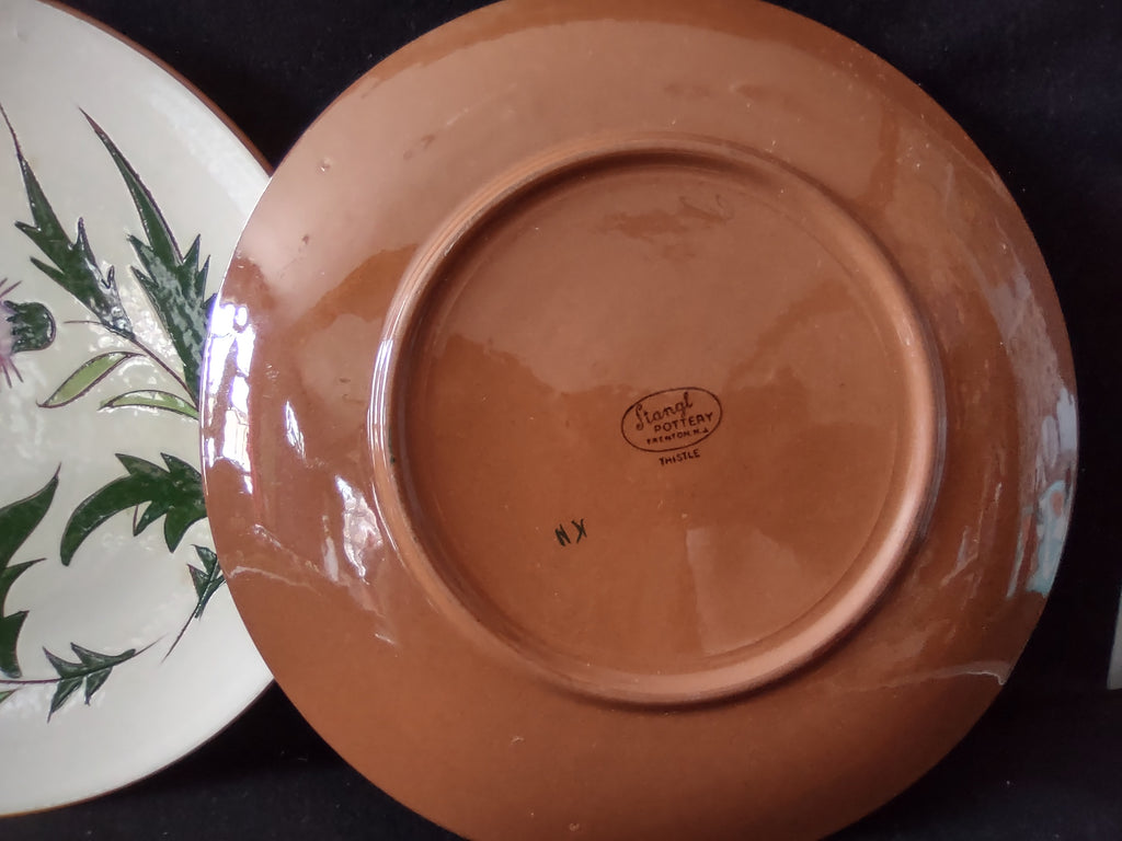 Vintage Stangl Pottery Thistle Pink Purple Floral Plate x 2 IMPERFECT [6901]