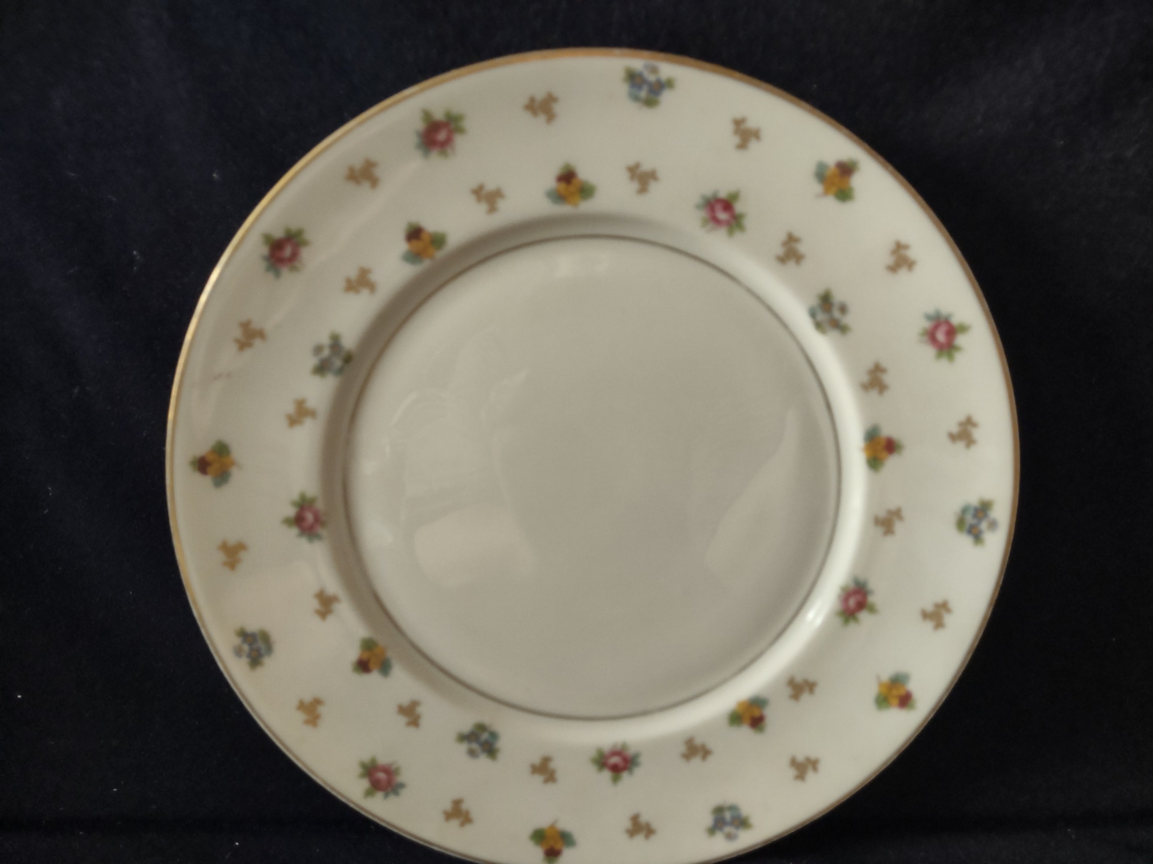 Vintage Lamberton China Molly Pitcher Pink Floral Gold Trim Dinner Plate [6896]
