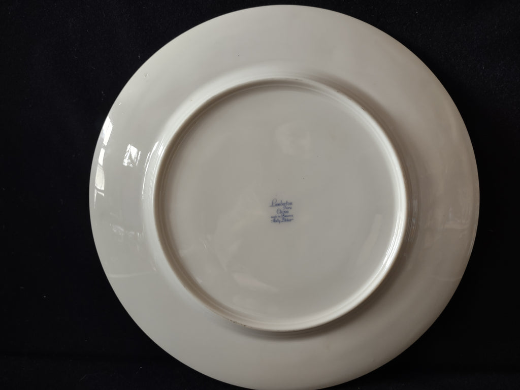 Vintage Lamberton China Molly Pitcher Pink Floral Gold Trim Dinner Plate [6896]