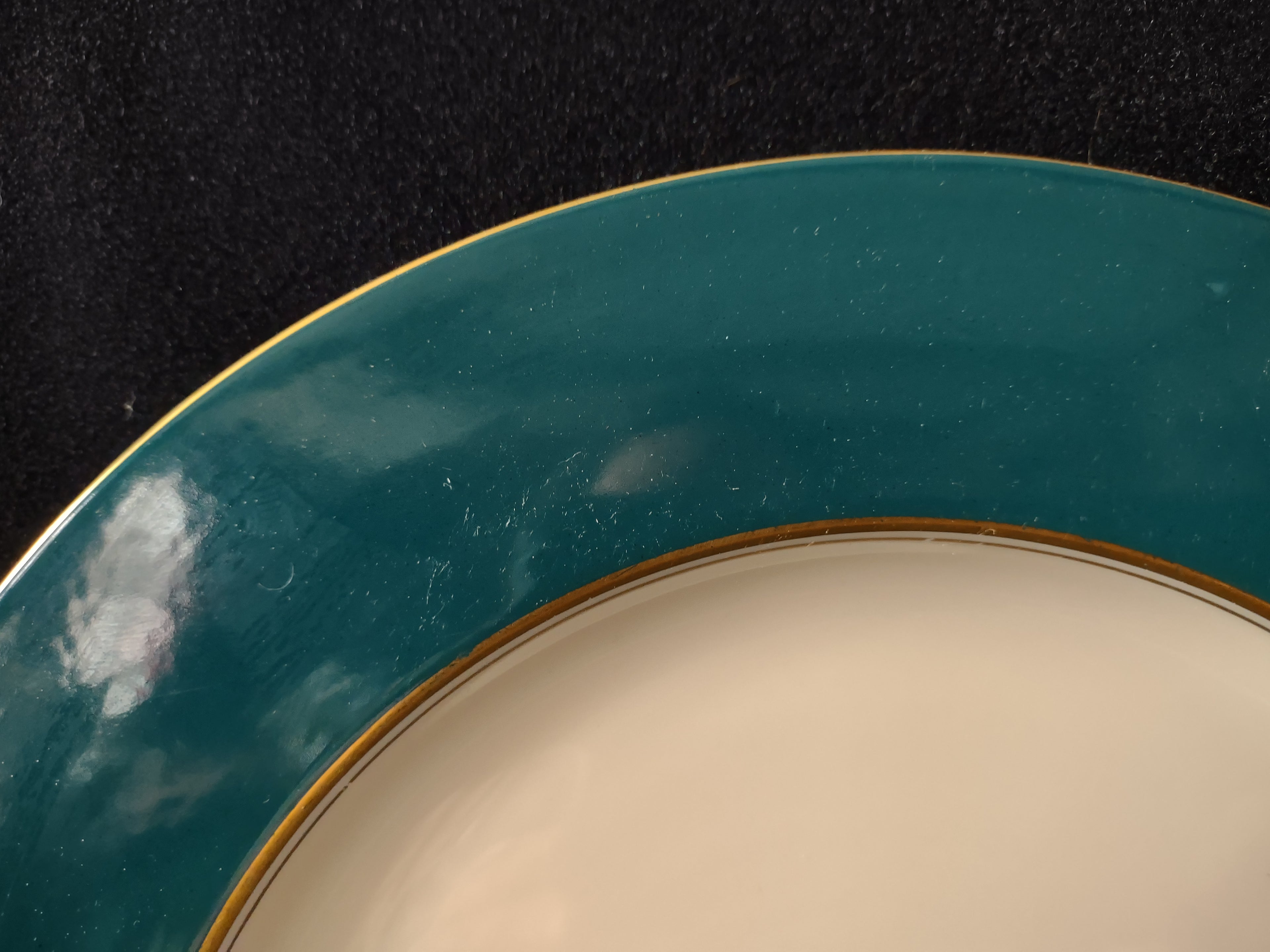 Vintage Castleton China Teal & Gold Trim Dinner Plate Made in USA [6884]