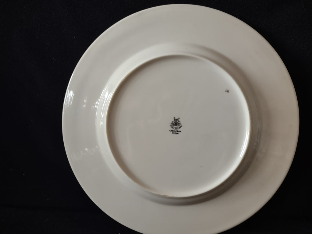 Vintage Castleton China Teal & Gold Trim Dinner Plate Made in USA [6884]