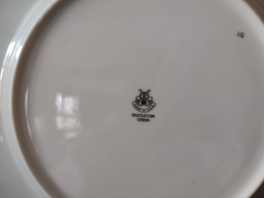 Vintage Castleton China Teal & Gold Trim Dinner Plate Made in USA [6884]