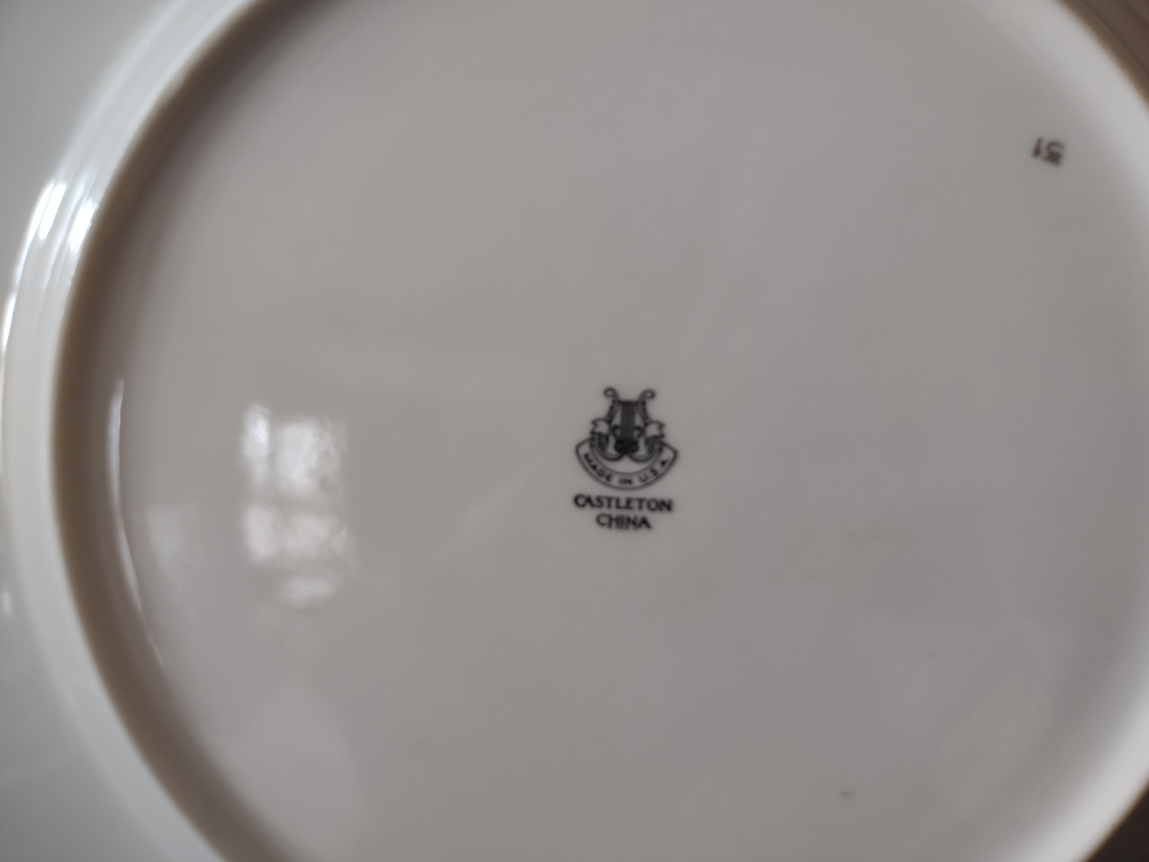Vintage Castleton China Teal & Gold Trim Dinner Plate Made in USA [6884]