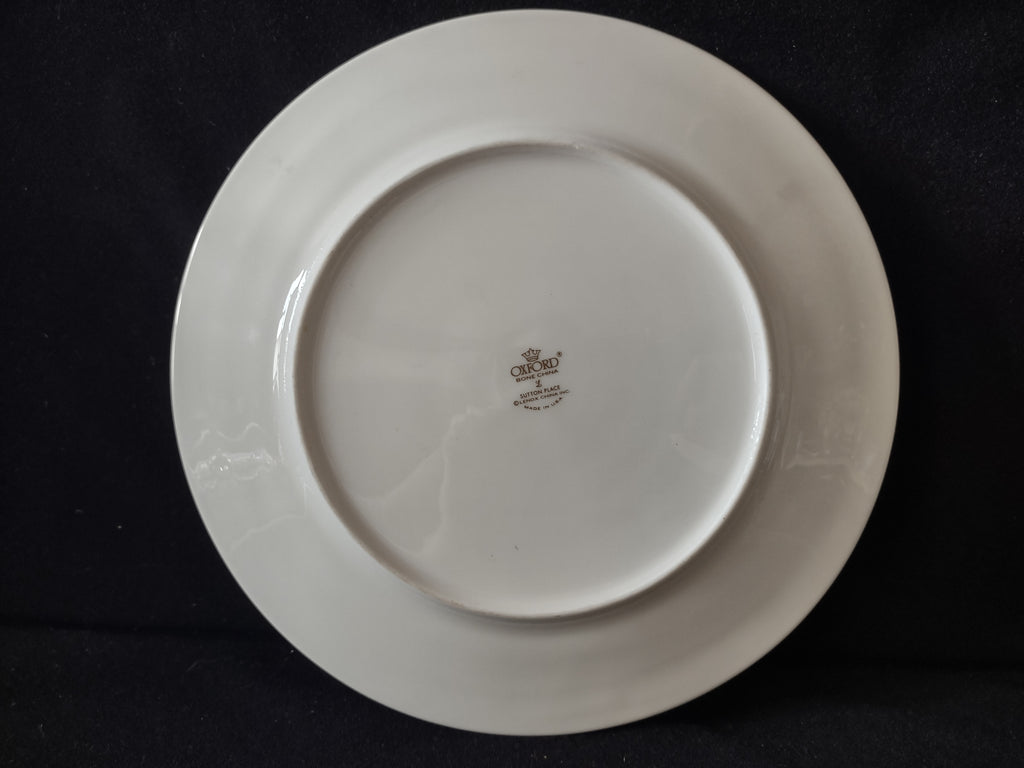 Vintage Oxford Bone China Sutton Place Black Floral Gold Trim Dinner Plate [6883]