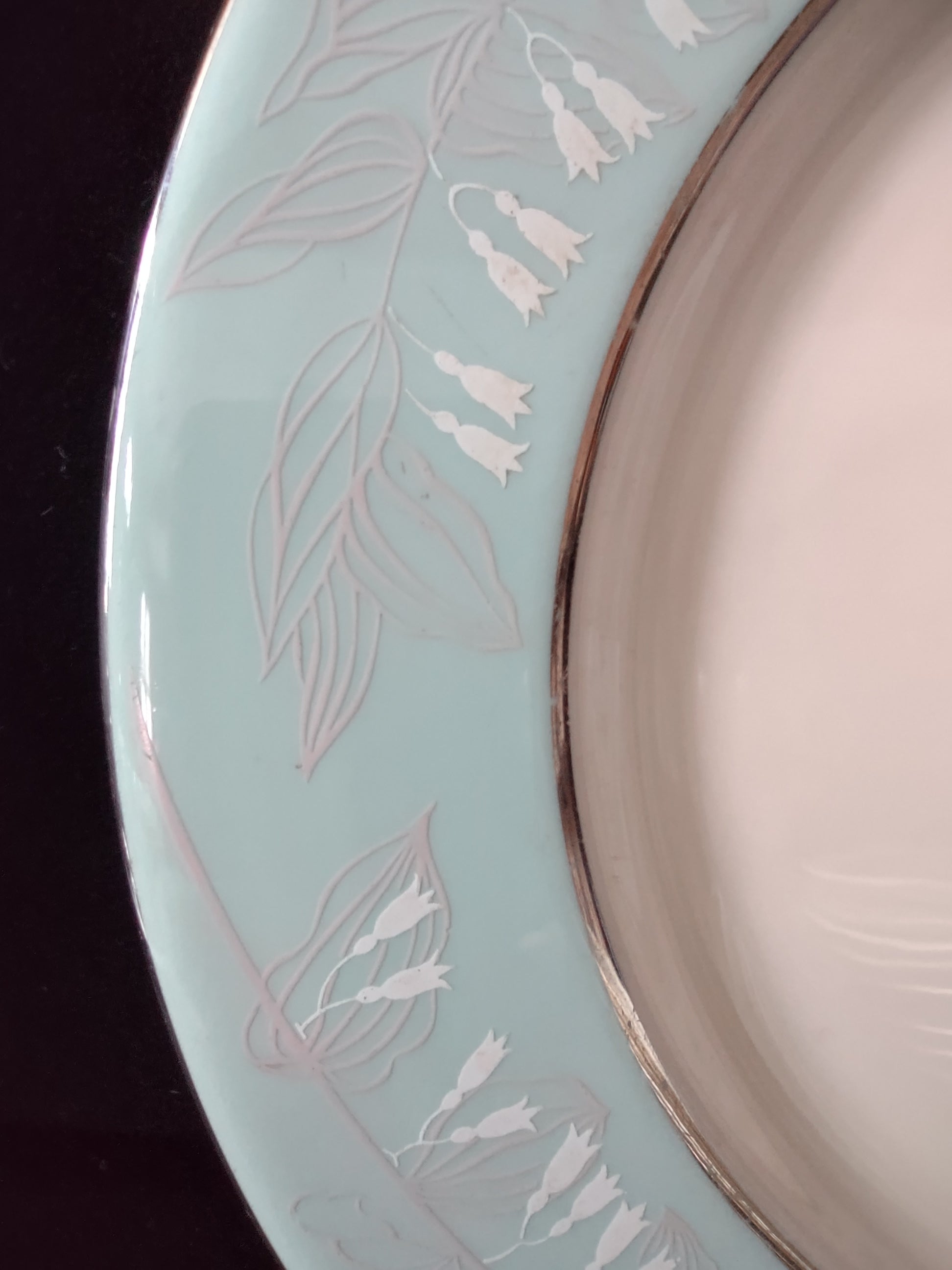 Vintage Nancy Prentiss Foxhall Blue Wheat Platinum Dinner Plate [6895]