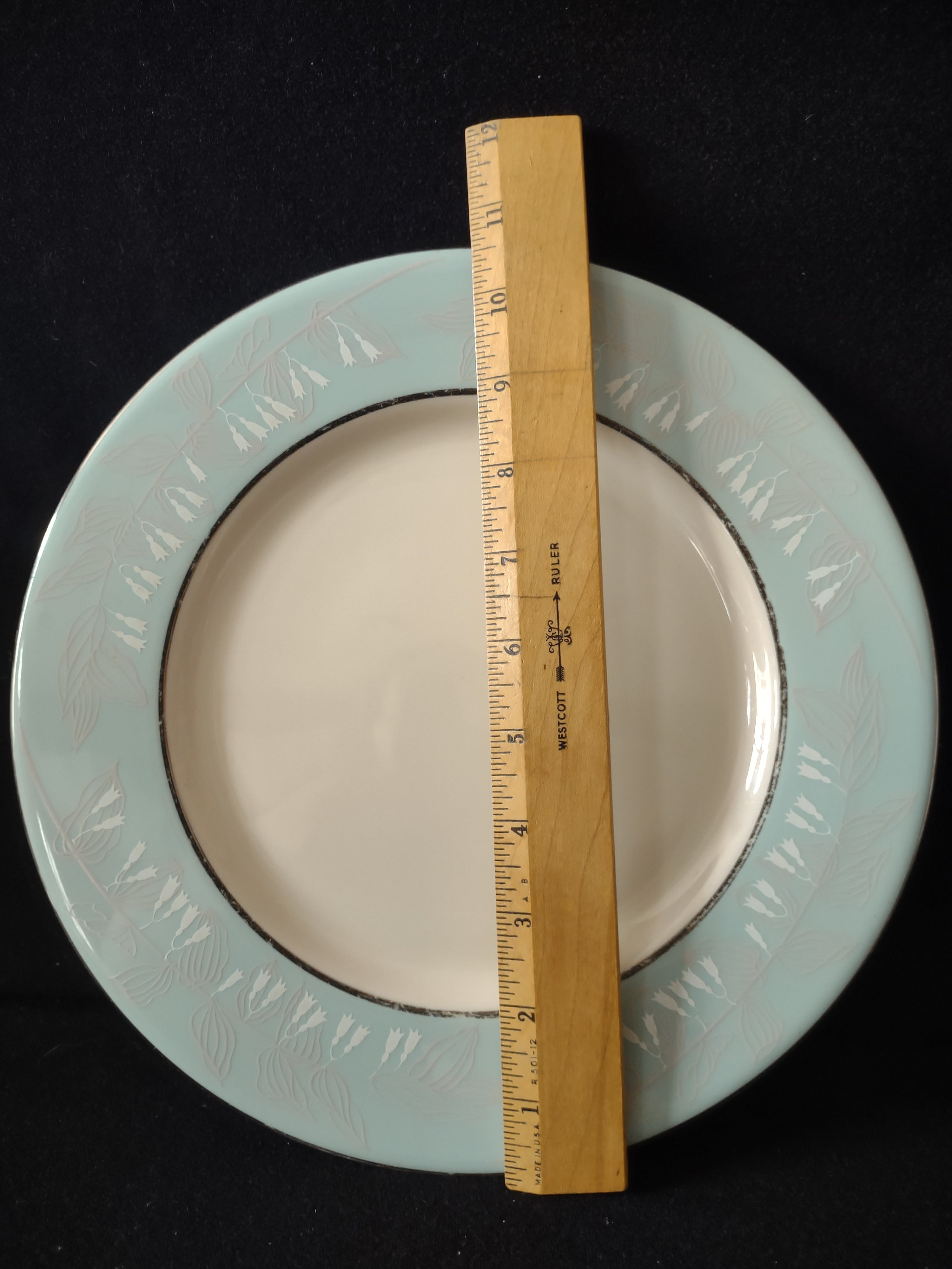 Vintage Nancy Prentiss Foxhall Blue Wheat Platinum Dinner Plate [6895]