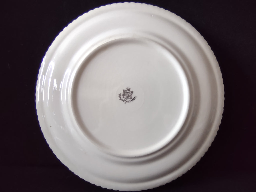 Vintage Harker Royal Gadroon Pink Wild Rose Embossed Rim Dinner Plate [6894]