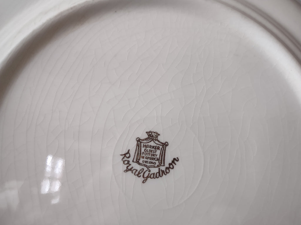 Vintage Harker Royal Gadroon Pink Wild Rose Embossed Rim Dinner Plate [6894]