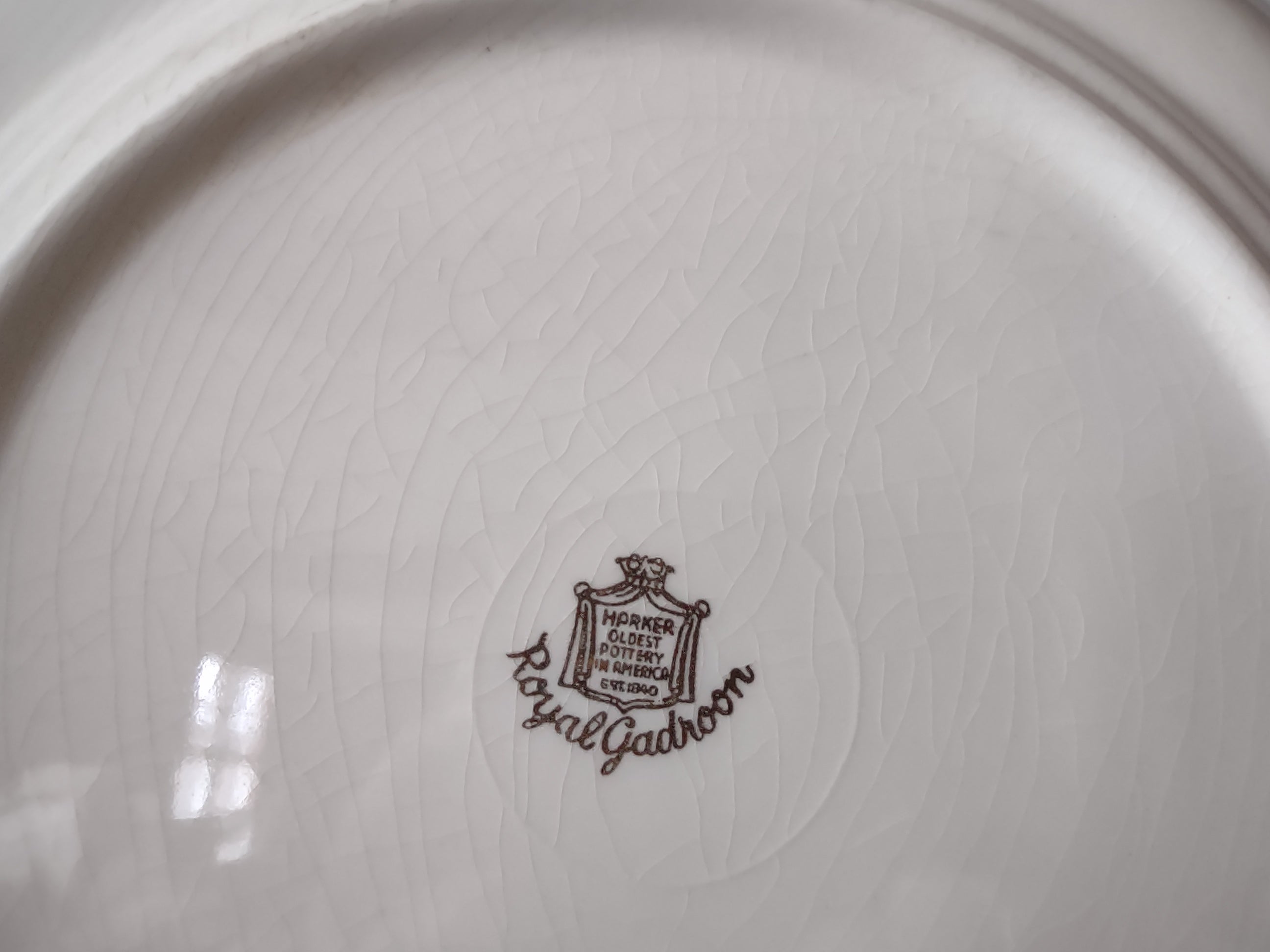 Vintage Harker Royal Gadroon Pink Wild Rose Embossed Rim Dinner Plate [6894]