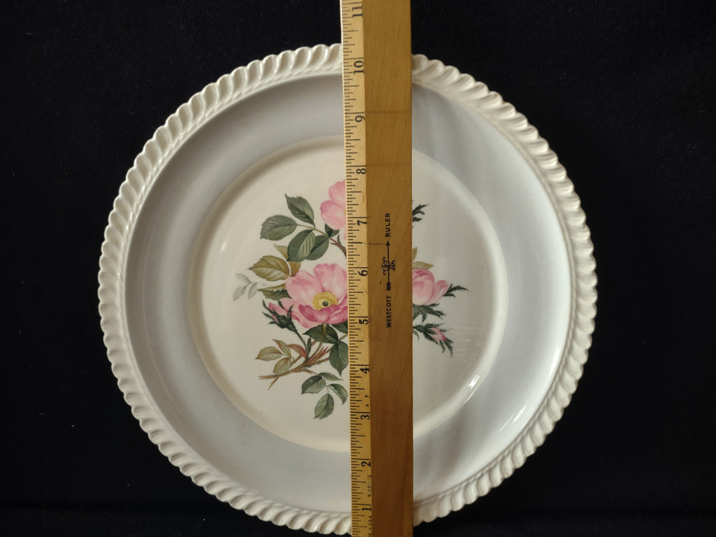 Vintage Harker Royal Gadroon Pink Wild Rose Embossed Rim Dinner Plate [6894]