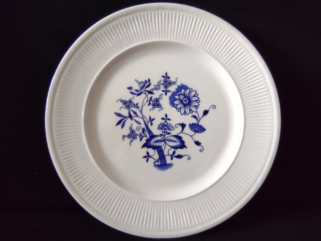 Vintage Shenango China Blue Onion Cobalt Floral Ribbed Dinner Plate [6891]