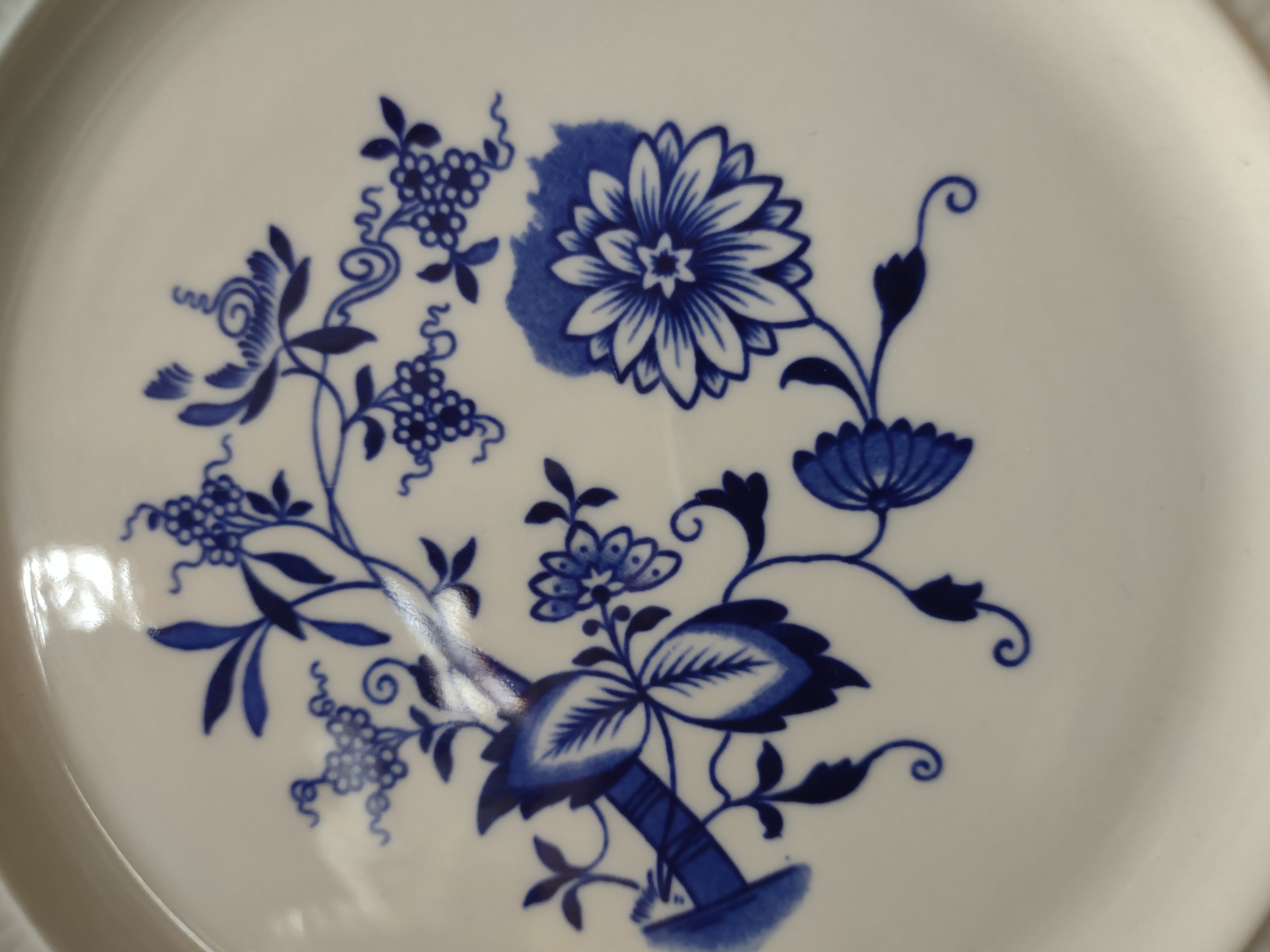 Vintage Shenango China Blue Onion Cobalt Floral Ribbed Dinner Plate [6891]