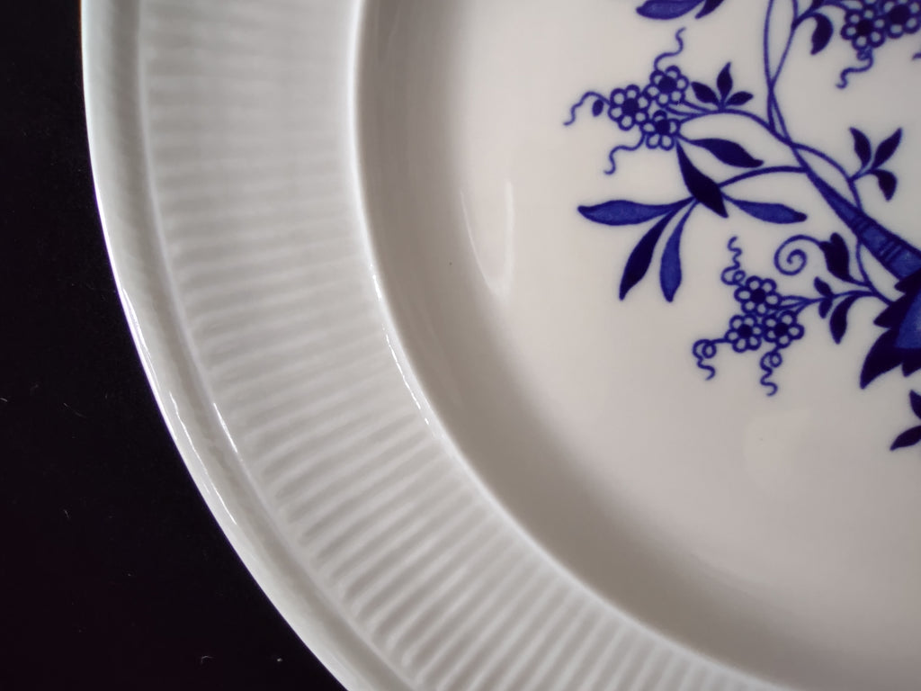Vintage Shenango China Blue Onion Cobalt Floral Ribbed Dinner Plate [6891]