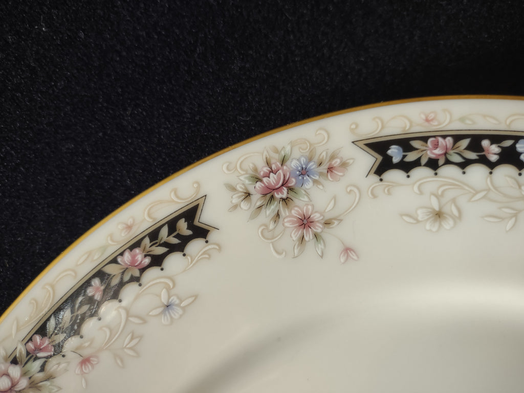Vintage Gorham Fine China Nocturne Pink Blue Floral Platinum Dinner Plate [6890]