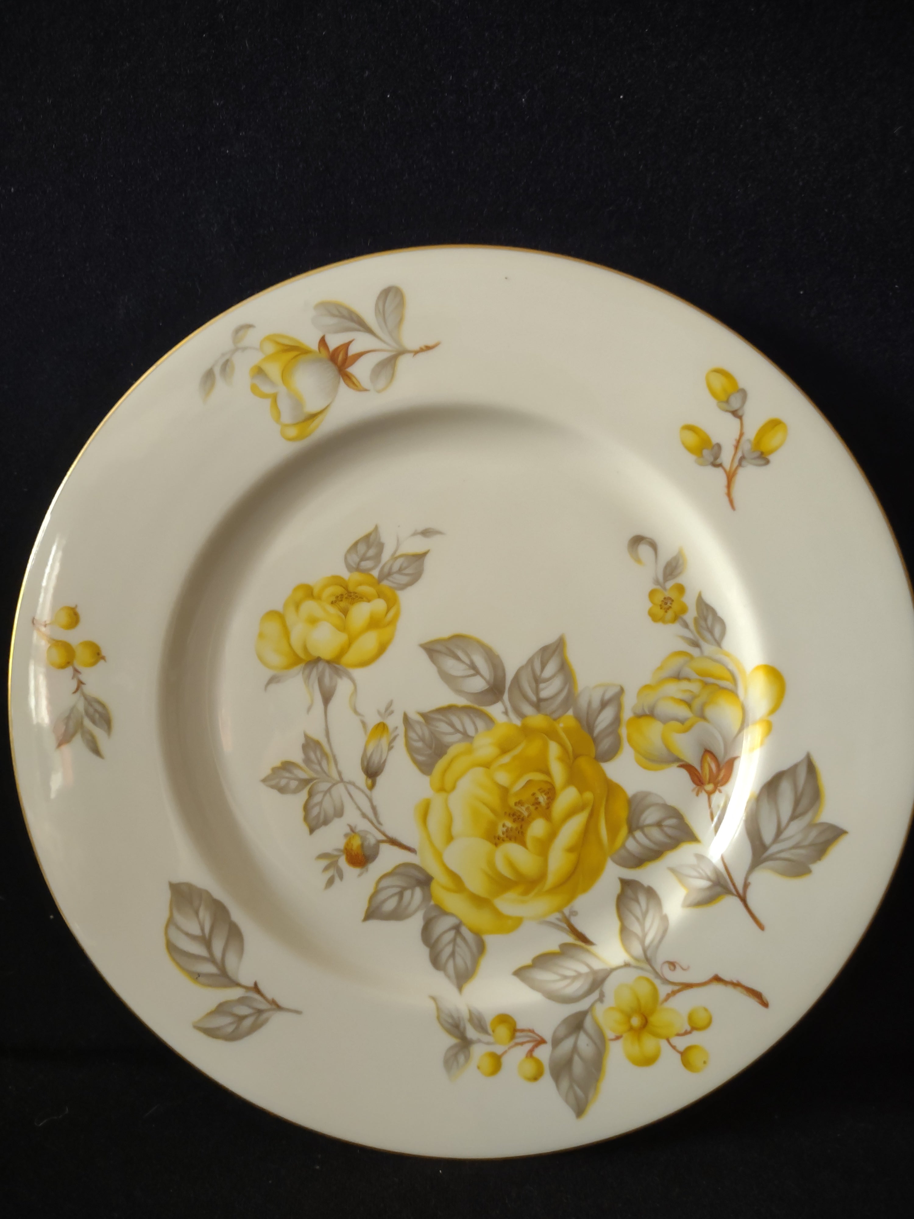 Vintage Castleton China Nocturne Yellow Rose Dinner Plate [6889]