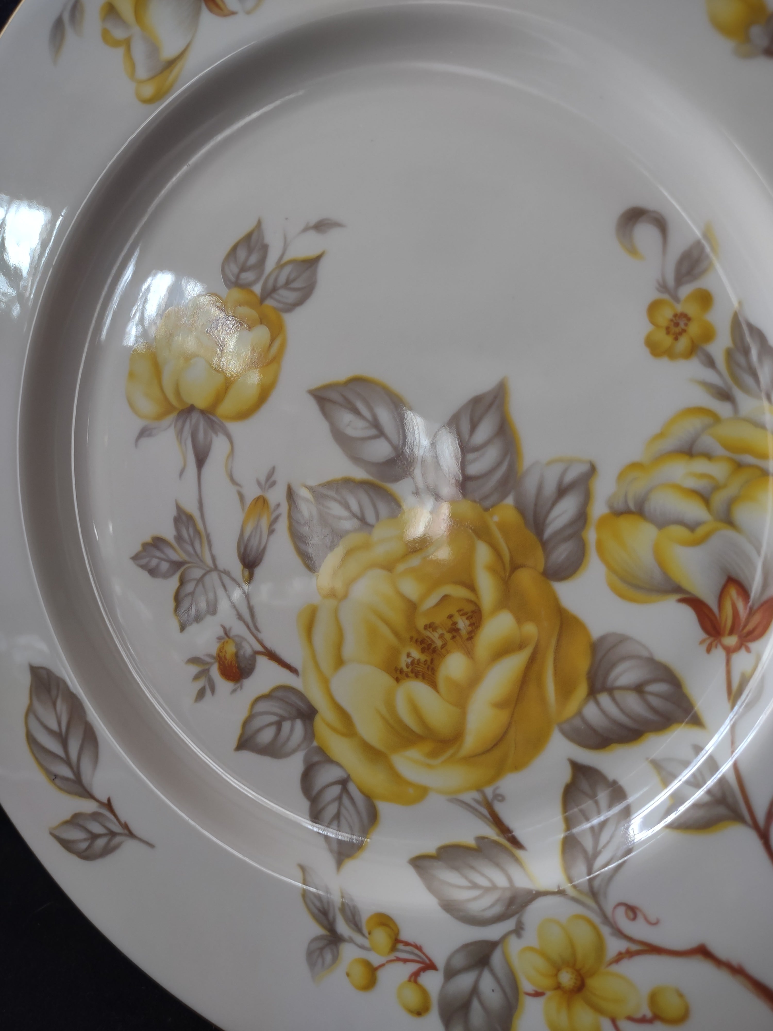 Vintage Castleton China Nocturne Yellow Rose Dinner Plate [6889]