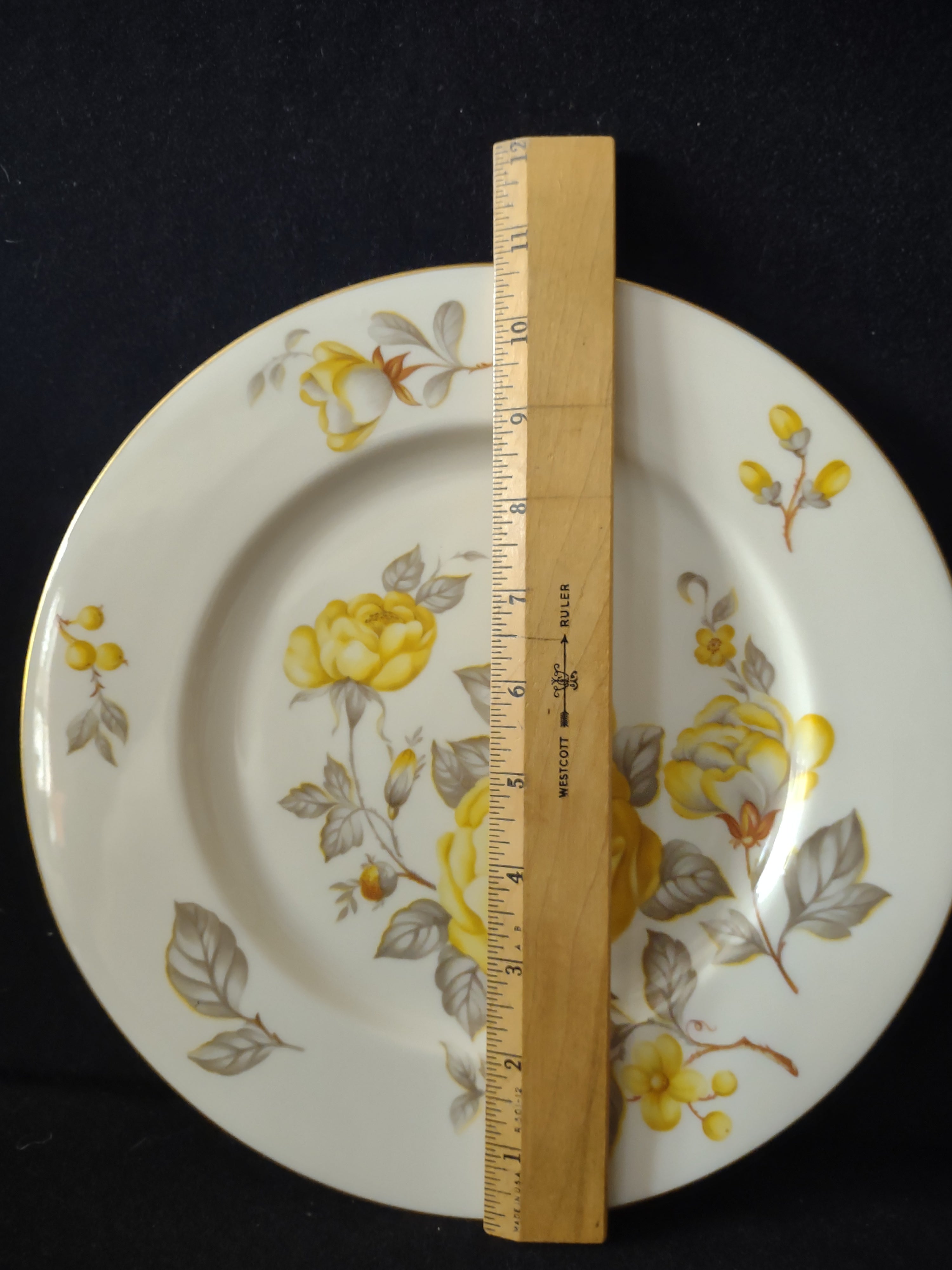 Vintage Castleton China Nocturne Yellow Rose Dinner Plate [6889]