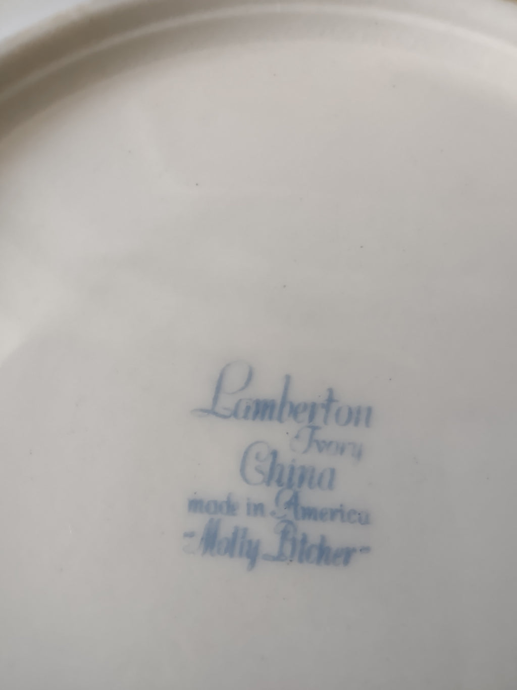 Vintage Lamberton China Molly Pitcher Floral Pink Rose Plate Set of 7 [6903]