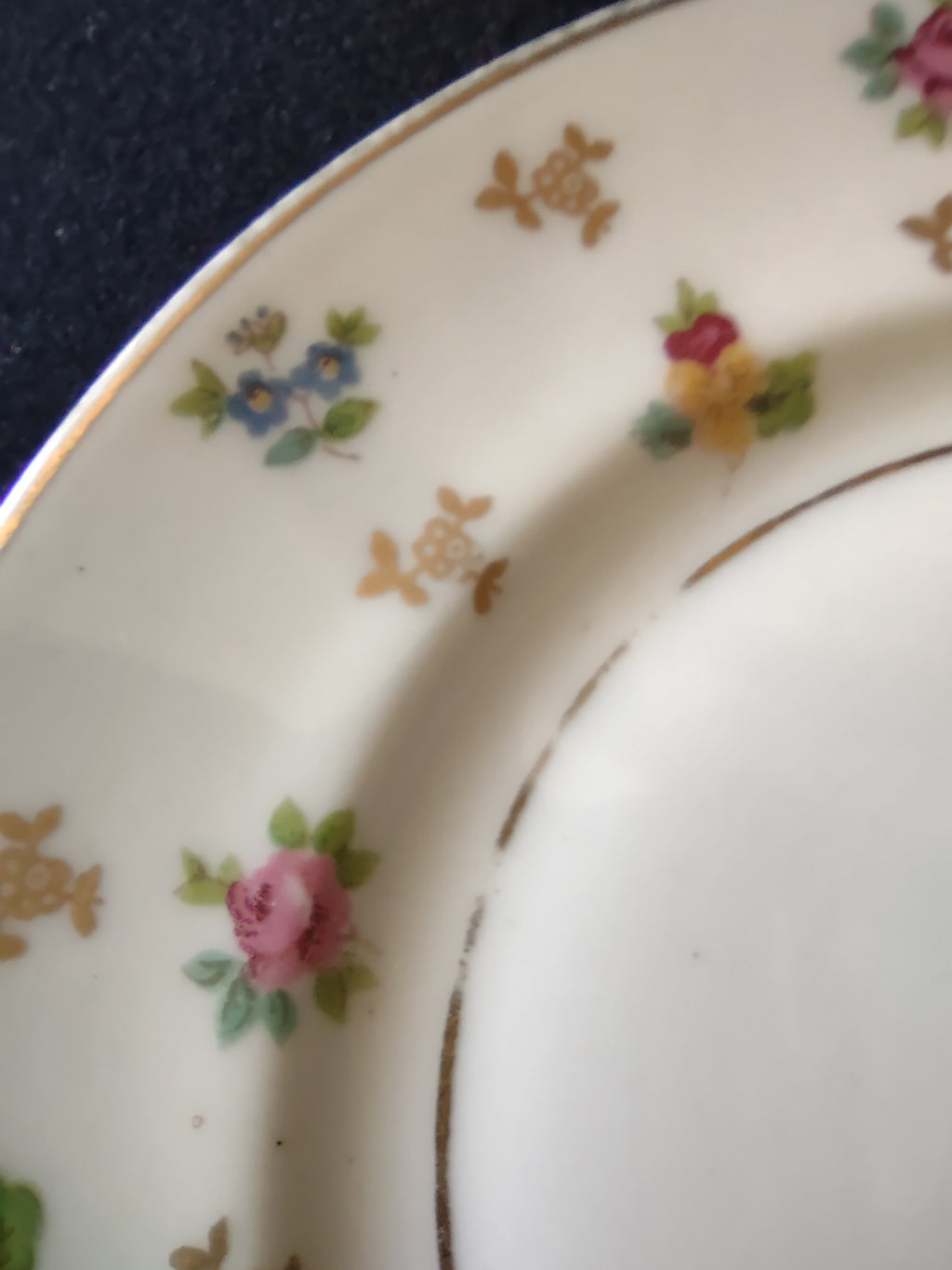 Vintage Lamberton China Molly Pitcher Floral Pink Rose Plate Set of 7 [6903]