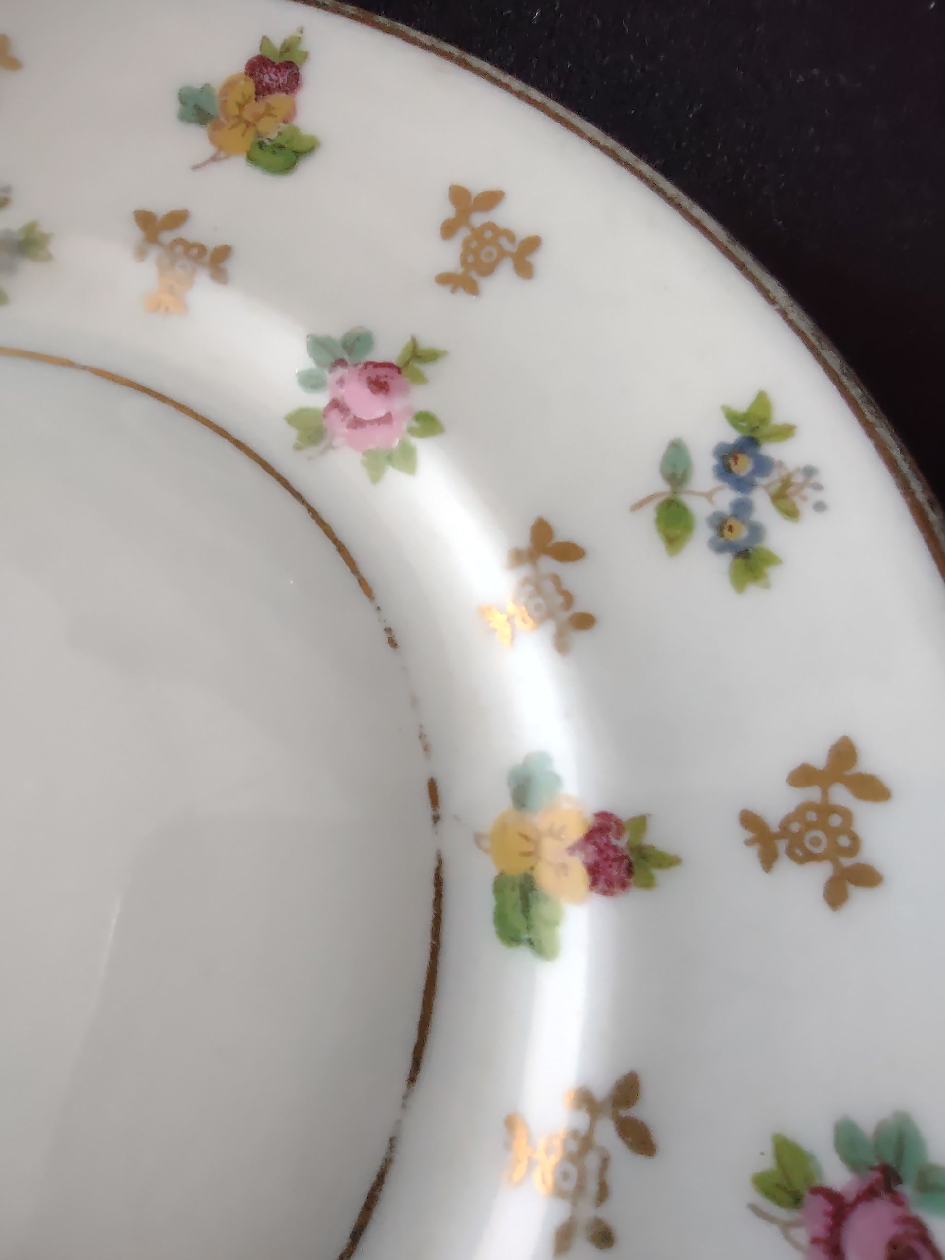 Vintage Lamberton China Molly Pitcher Floral Pink Rose Plate Set of 7 [6903]