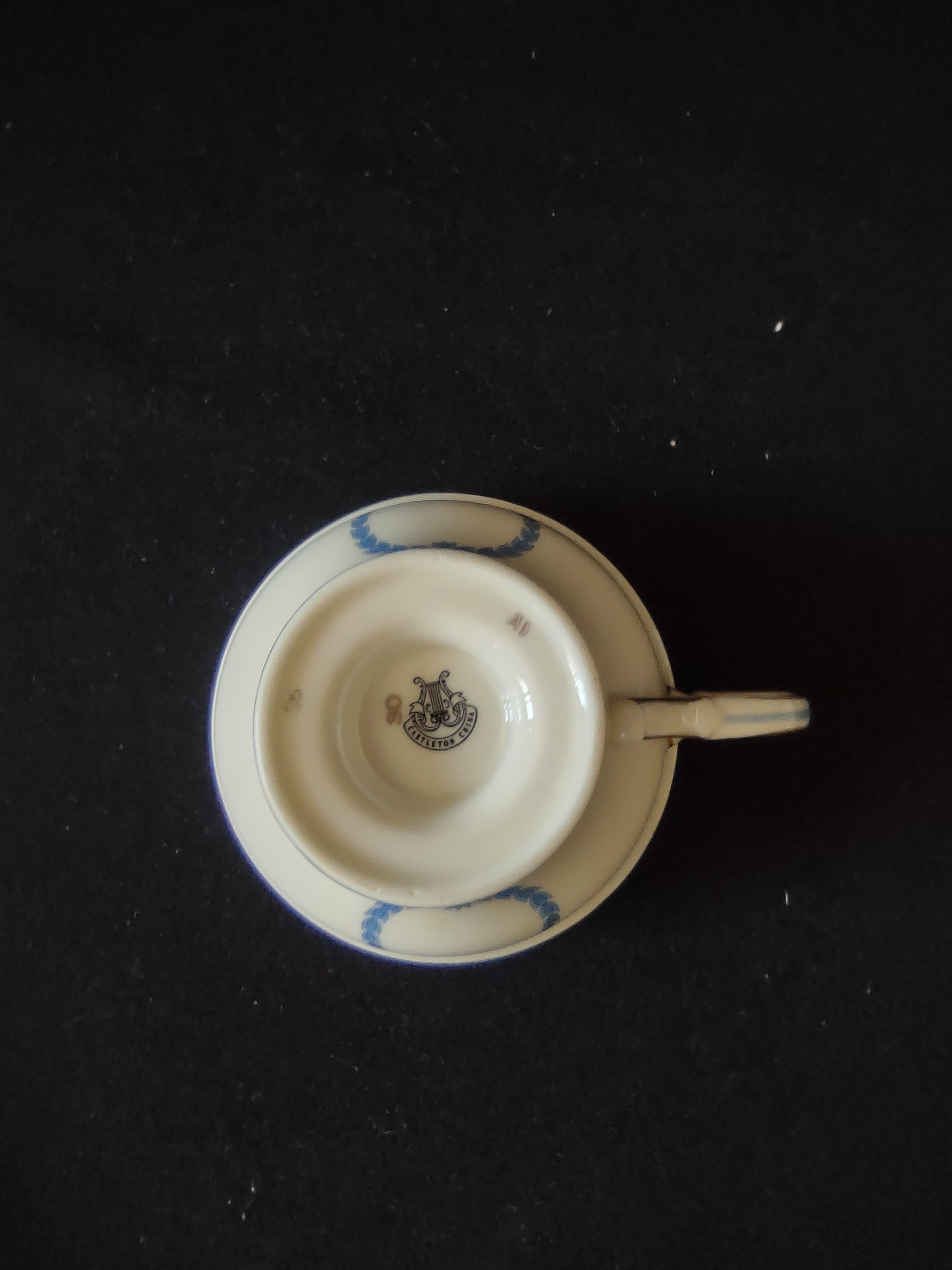 Vintage Castleton China Empire Blue Laurel Wreath Cup & Saucer Set [6907]
