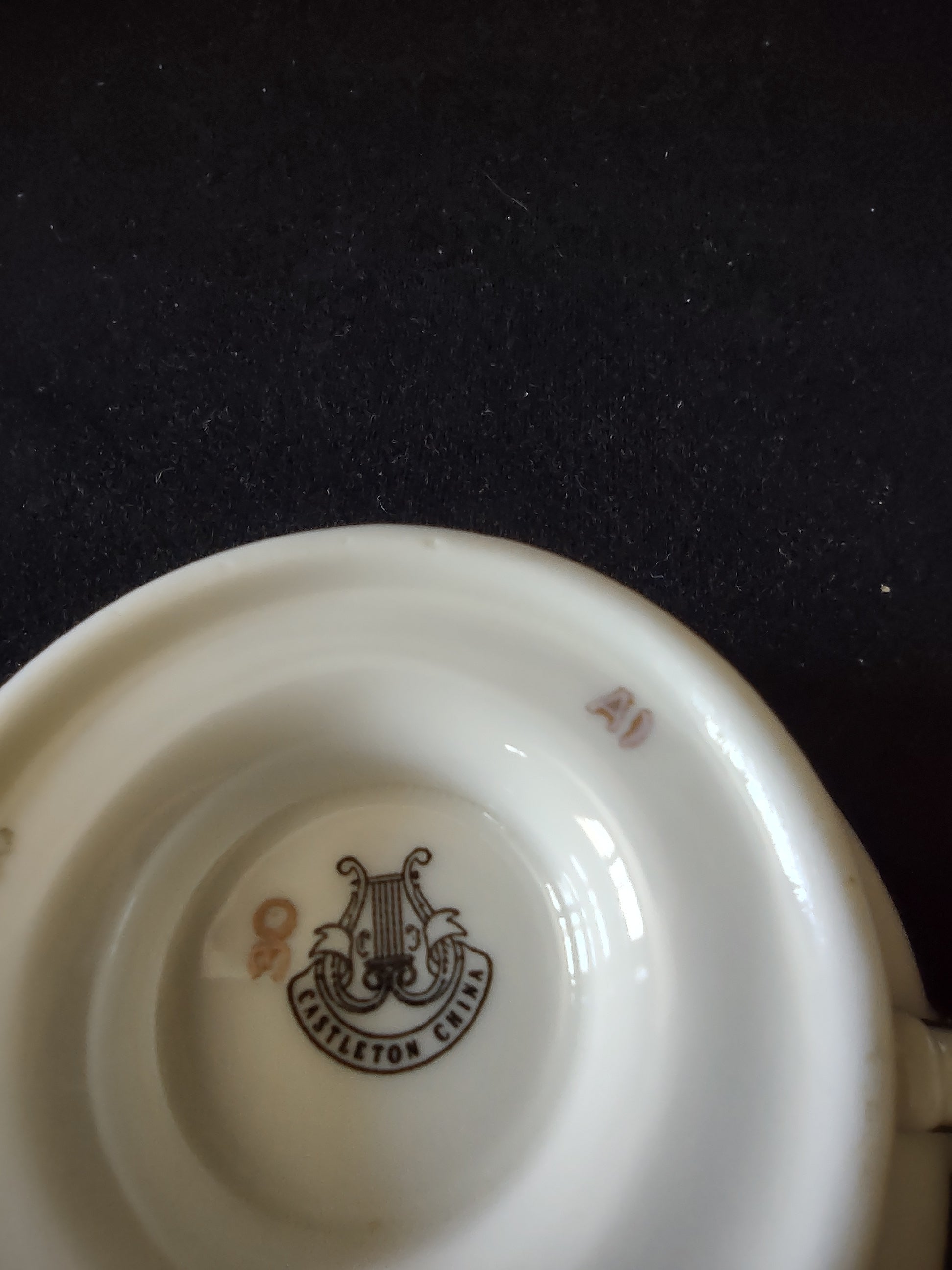 Vintage Castleton China Empire Blue Laurel Wreath Cup & Saucer Set [6907]
