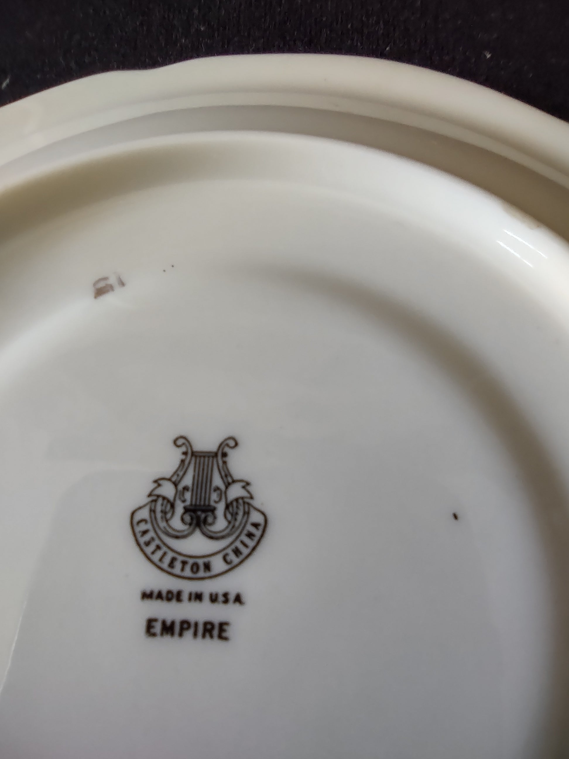 Castleton China Empire saucer backstamp close-up