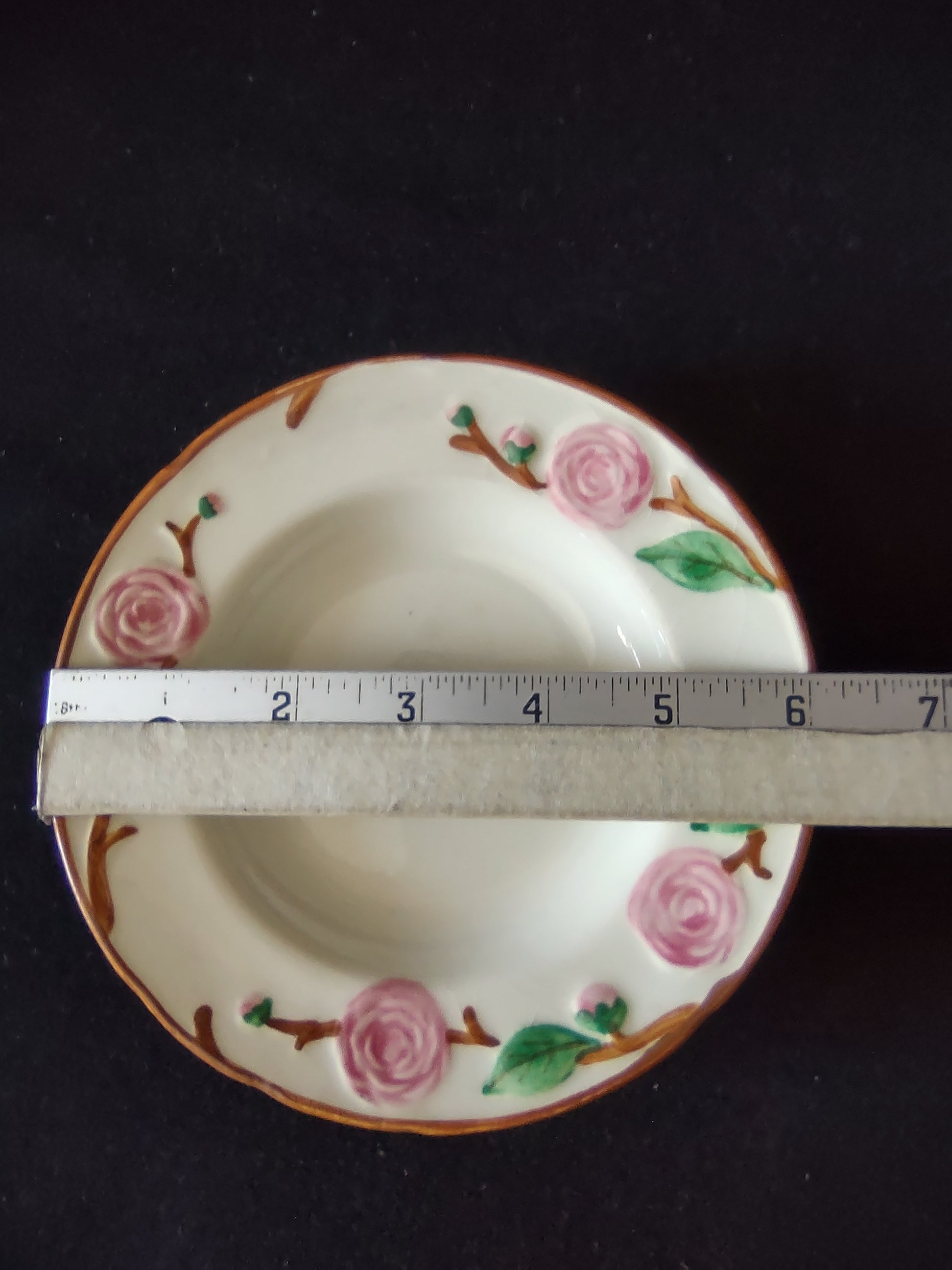 Vintage Metlox Poppytrail Camellia Pink Rose Rimmed Soup Bowl [6910]