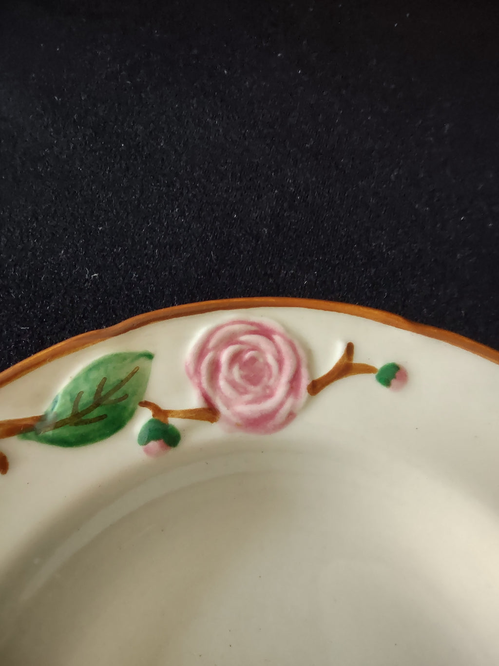 Vintage Metlox Poppytrail Camellia Pink Rose Rimmed Soup Bowl [6910]