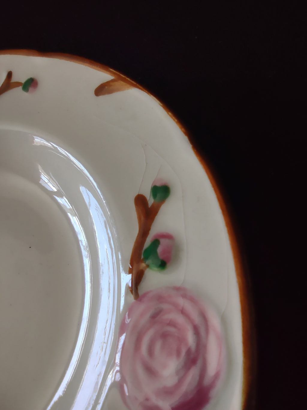 Vintage Metlox Poppytrail Camellia Pink Rose Rimmed Soup Bowl [6910]