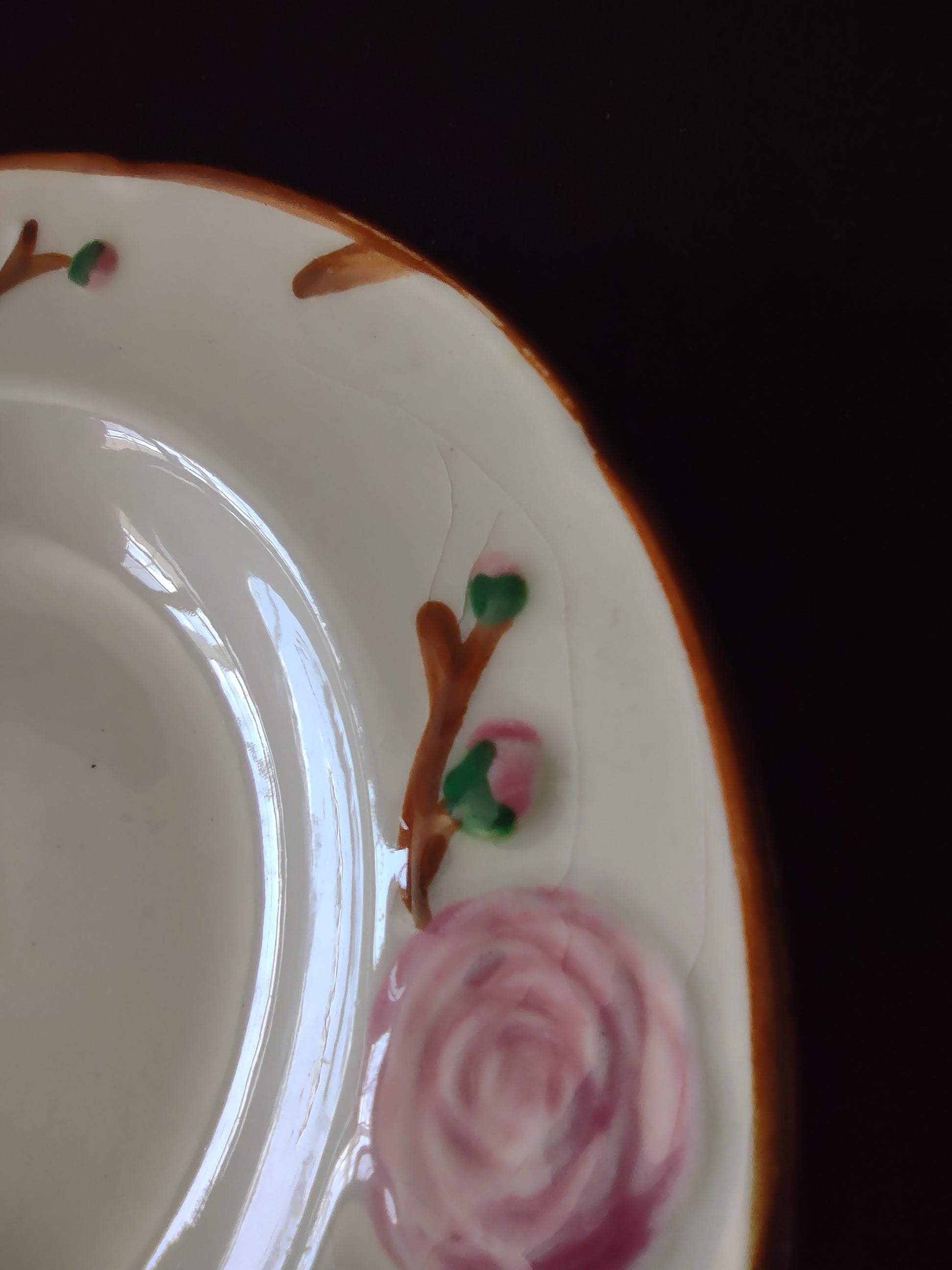 Vintage Metlox Poppytrail Camellia Pink Rose Rimmed Soup Bowl [6910]
