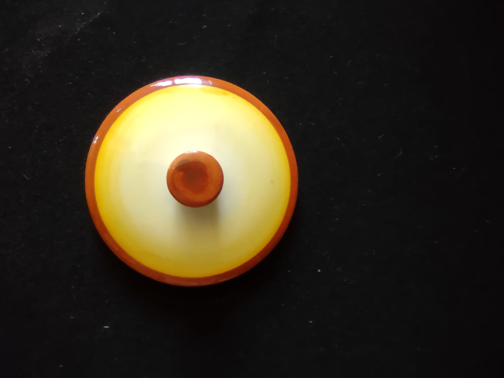 Vintage Yellow & Amber Pottery Casserole Lid Replacement 4" Knob Handle [6911]
