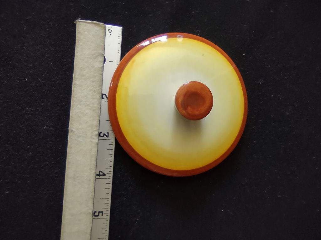 Vintage Yellow & Amber Pottery Casserole Lid Replacement 4" Knob Handle [6911]