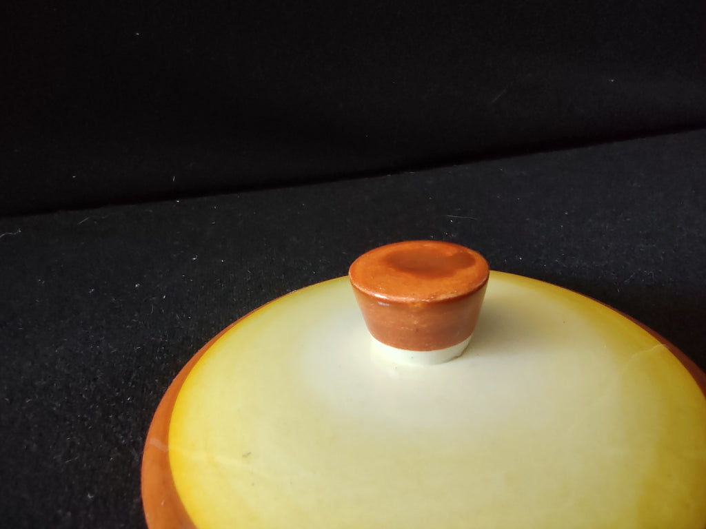 Vintage Yellow & Amber Pottery Casserole Lid Replacement 4" Knob Handle [6911]
