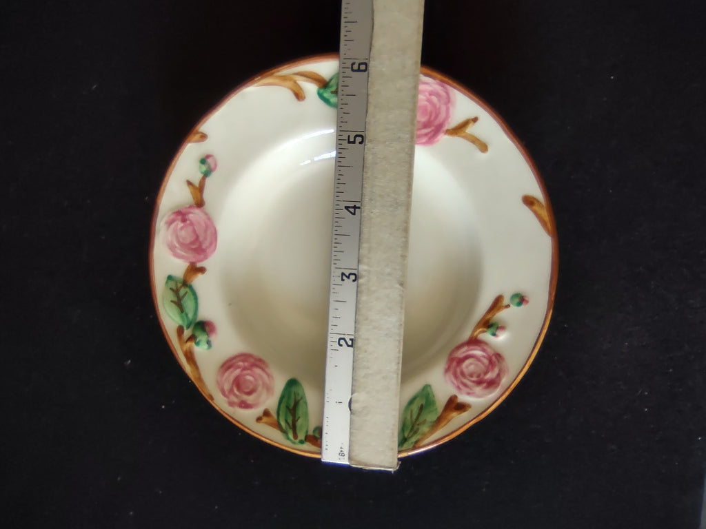 Vintage Metlox Poppytrail Camellia Pink Rose Rimmed Berry Bowl 6" [6912]