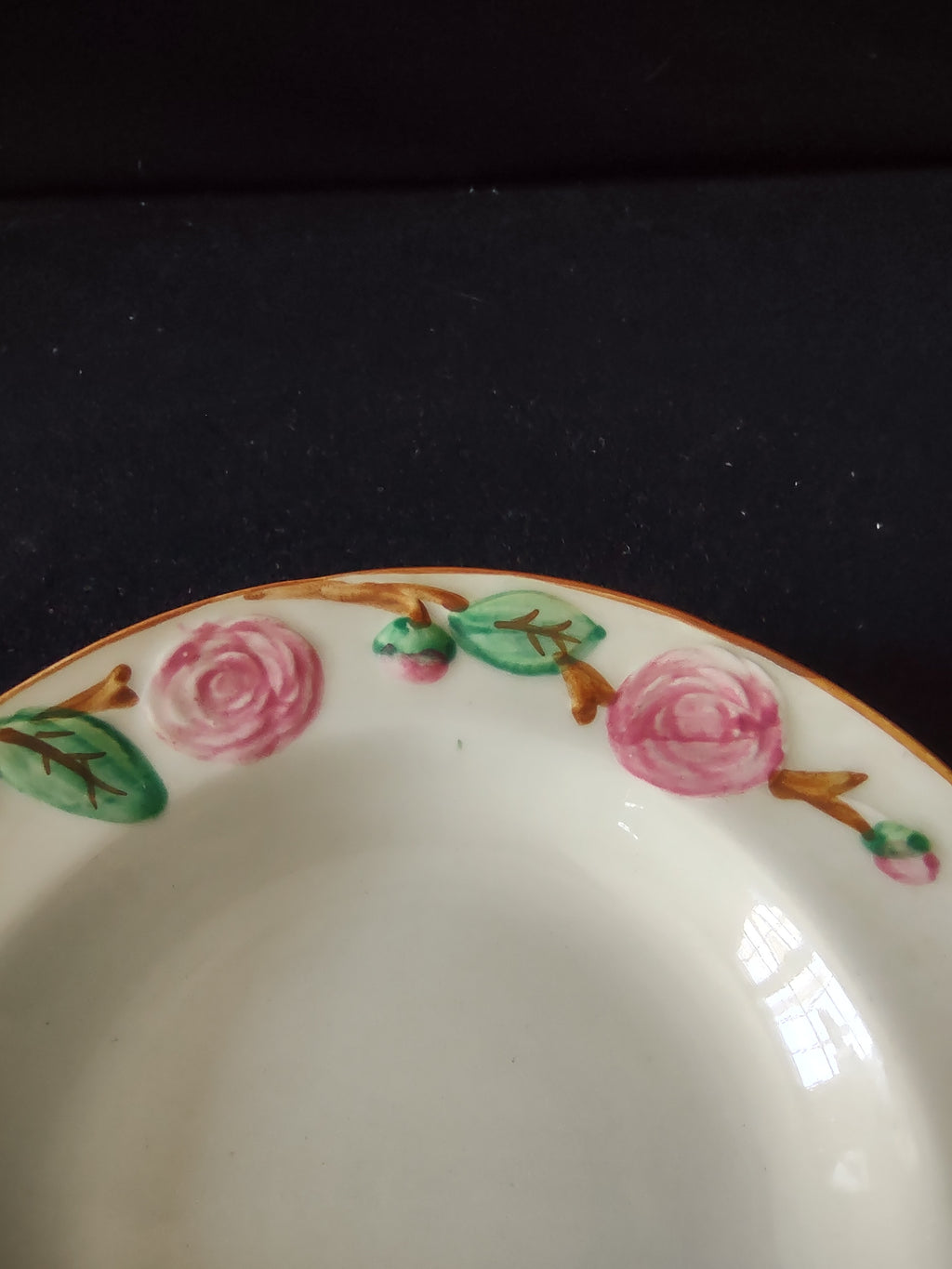 Vintage Metlox Poppytrail Camellia Pink Rose Rimmed Berry Bowl 6" [6912]