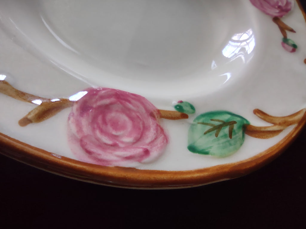 Vintage Metlox Poppytrail Camellia Pink Rose Rimmed Berry Bowl 6" [6912]
