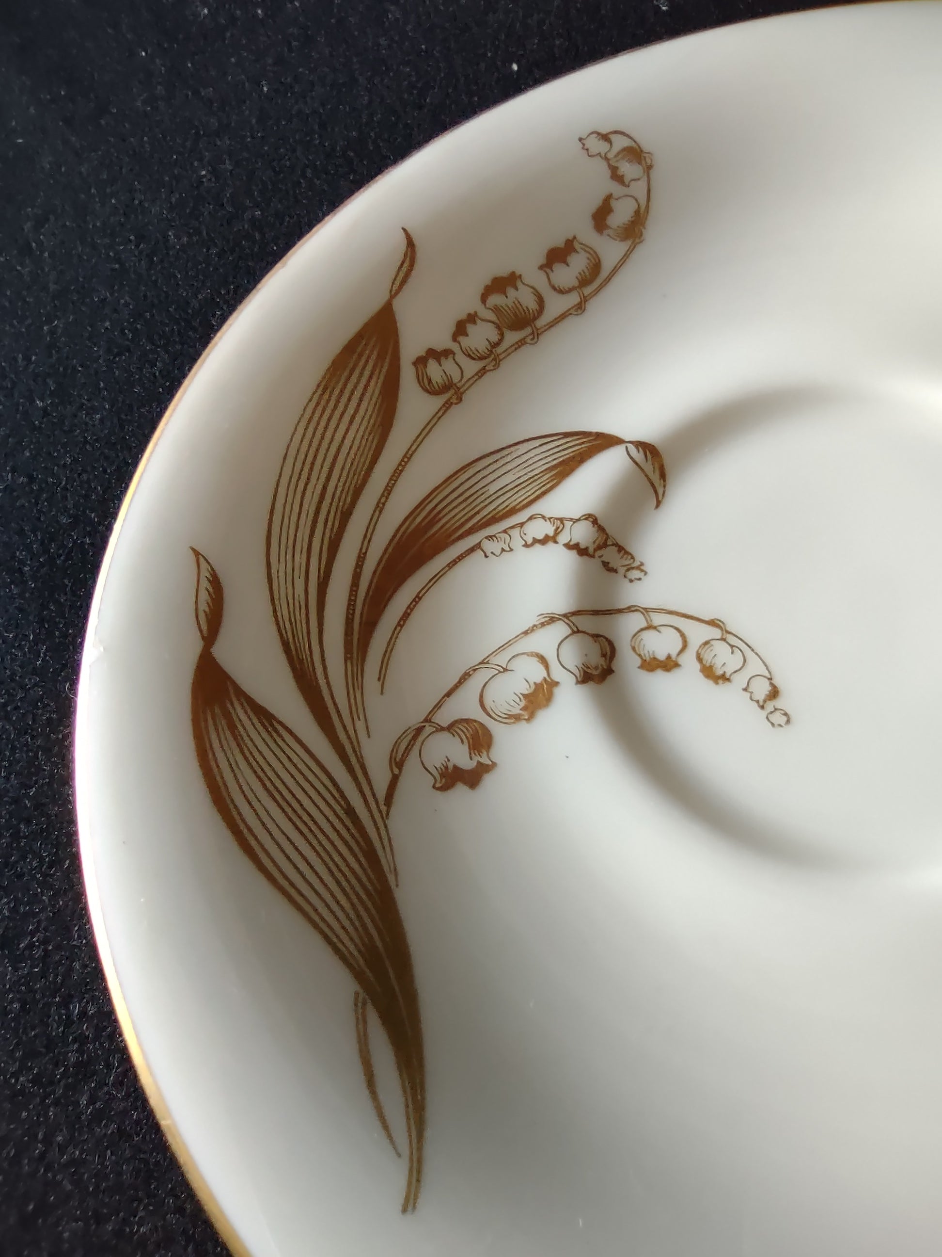 Vintage Castleton China Gold Lily of the Valley Cup & Saucer Set [6913]